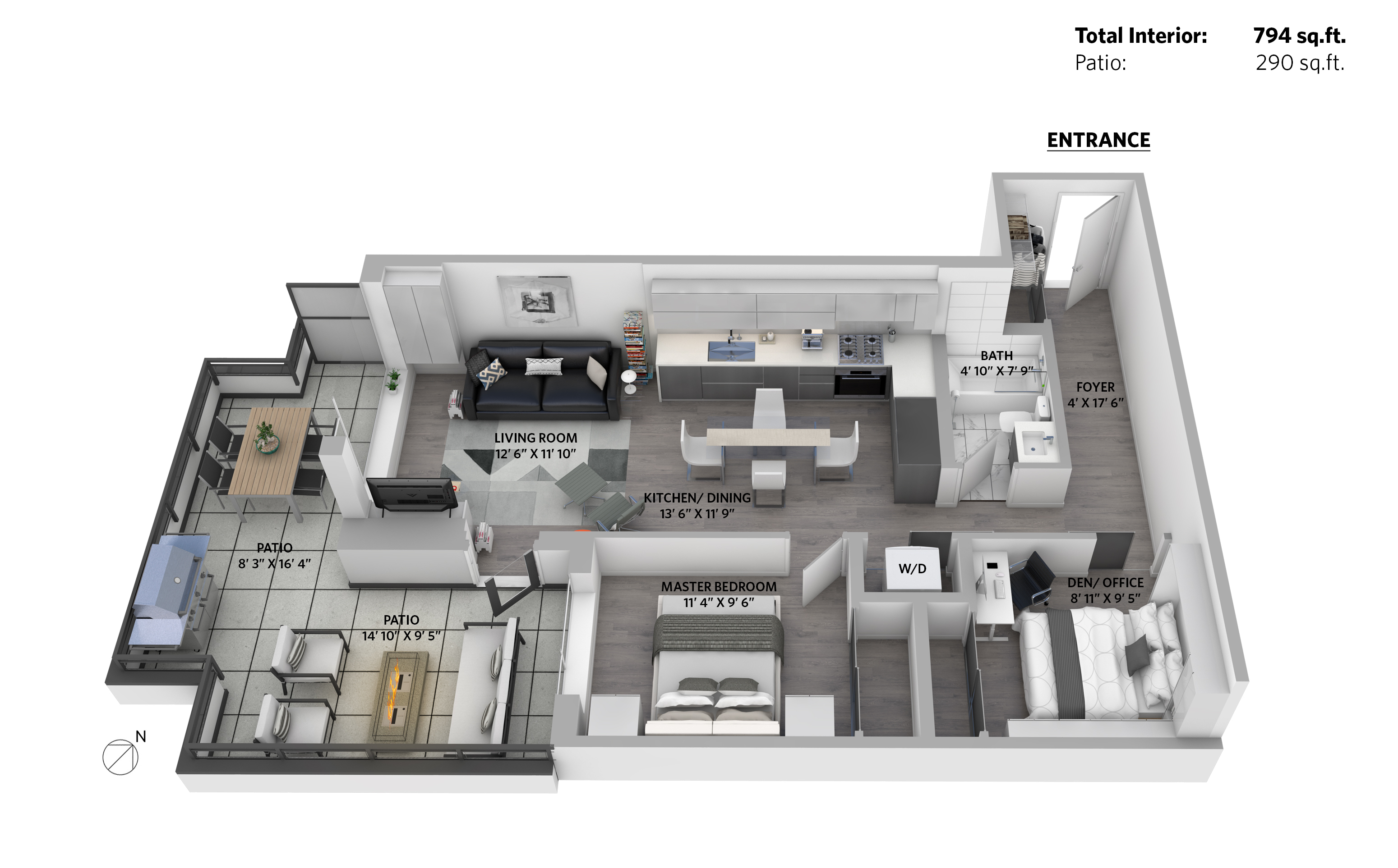 3D Rendering Floor Plan for Modern North Vancouver home for sale - listings and information along with a long list of other units for sale on this website