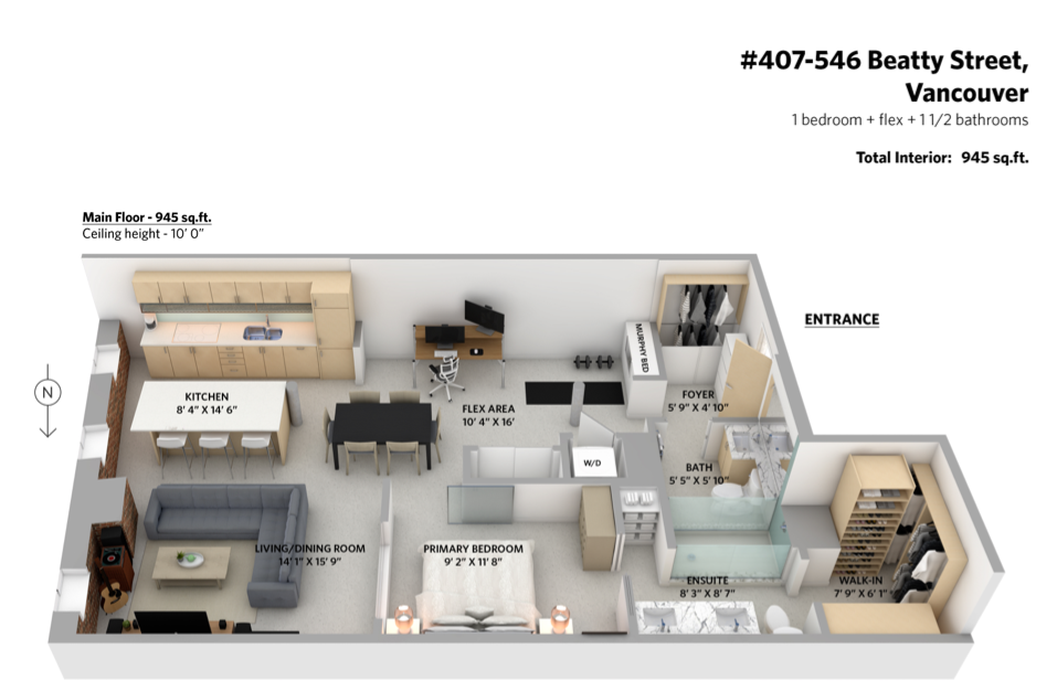 407  546 beatty st crane lofts rendering interior design and floor plan