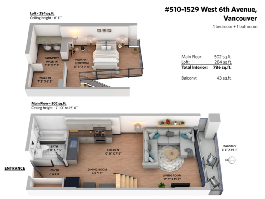 floor plan 510  1529 w 6th ave south granville loft concrete