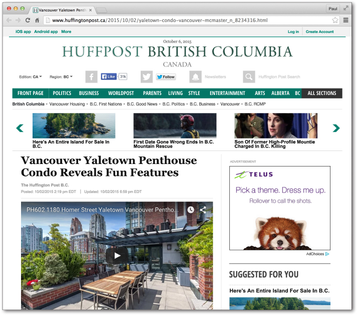 huffington post paul albrighton Yaletown Penthouse