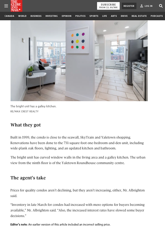 yaletown condo paul albrighton globe and mail a