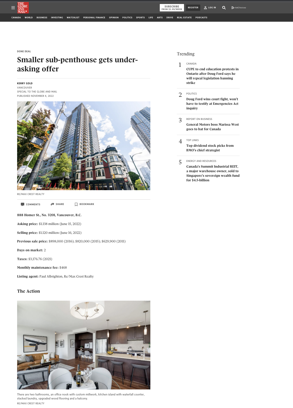 yaletown sub penthouse globe and mail news