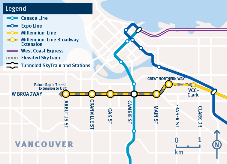 broadway corridor millennium skytrain line extension